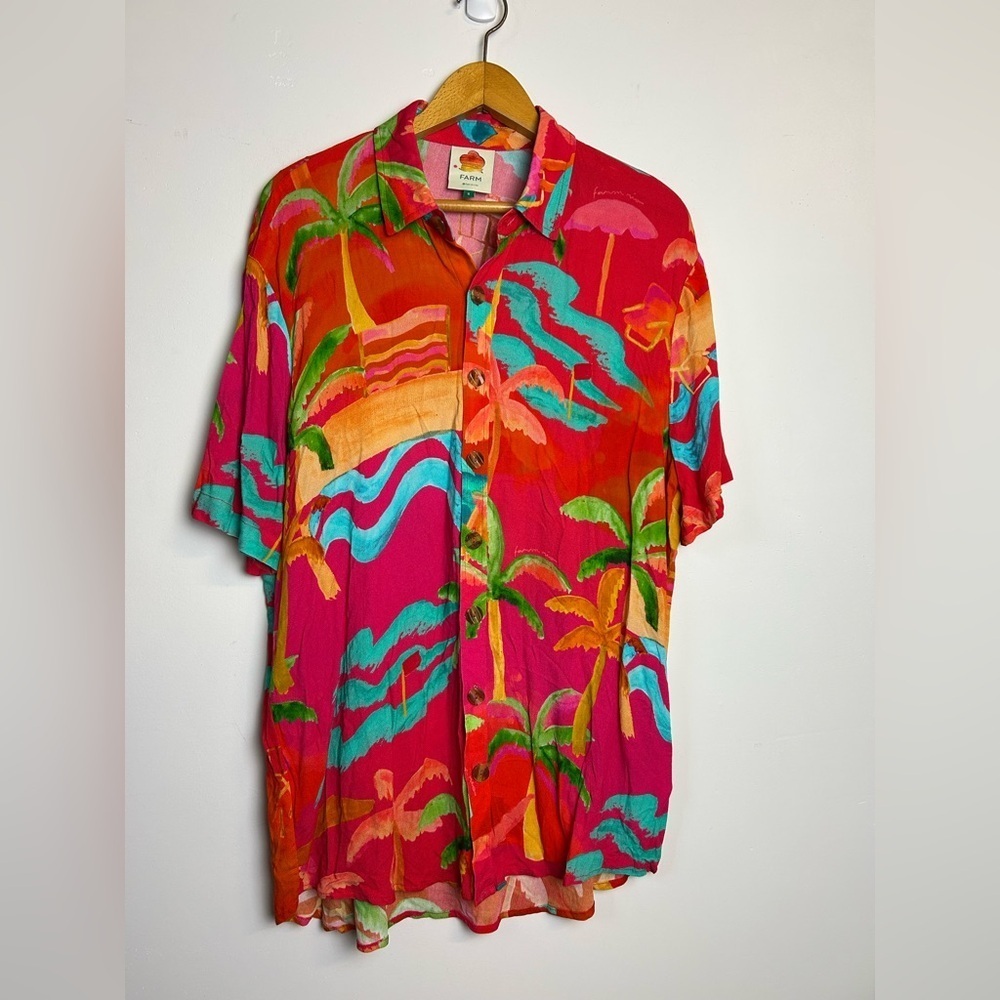 Anthropologie Farm Rio Men’s Tropical Vibes Hawaiian Shirt‎ Button Down S Beach